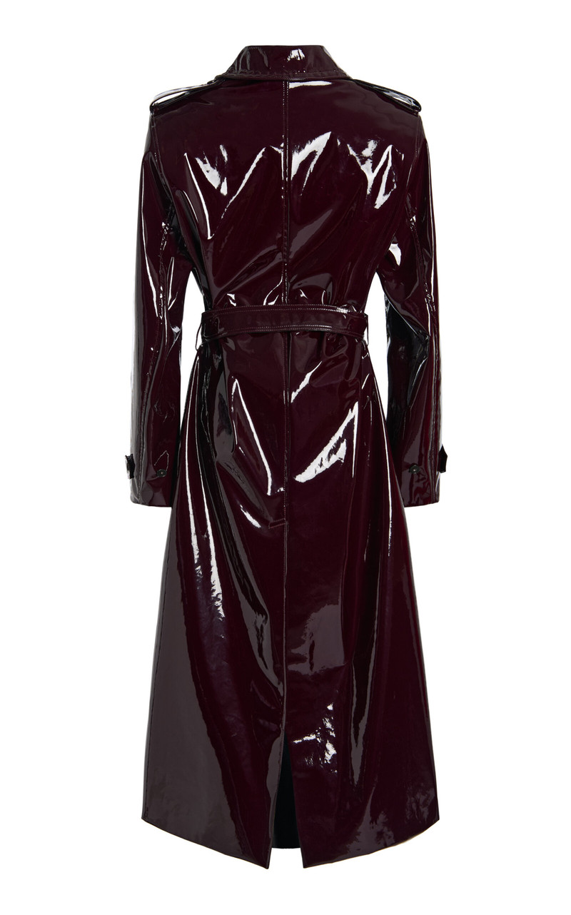 Patent Vegan Leather Trench Coat burgundy 6