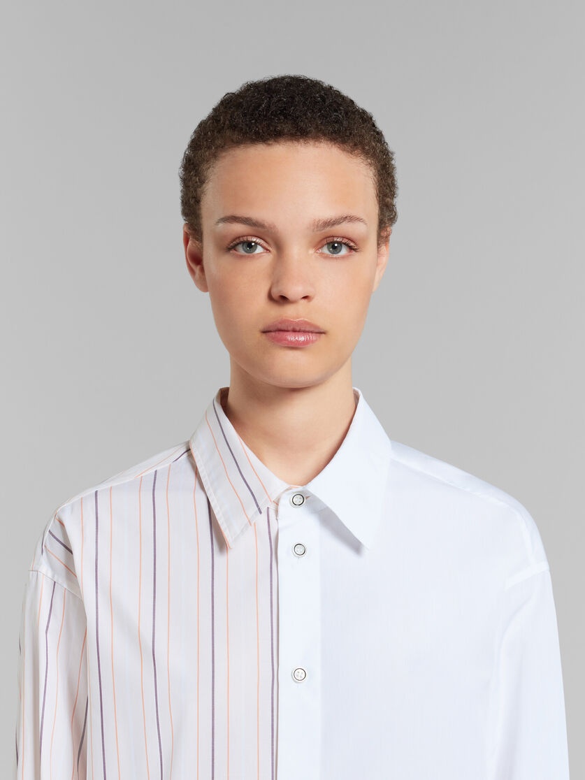 WHITE AND STRIPED ORGANIC COTTON PATCHWORK SHIRT - 4