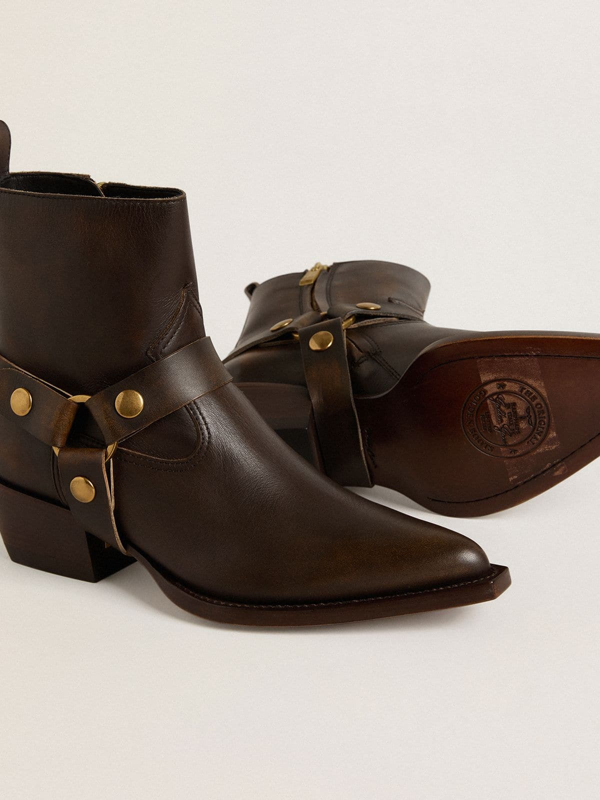 Low Debbie boots in dark brown leather with removable buckle - 3