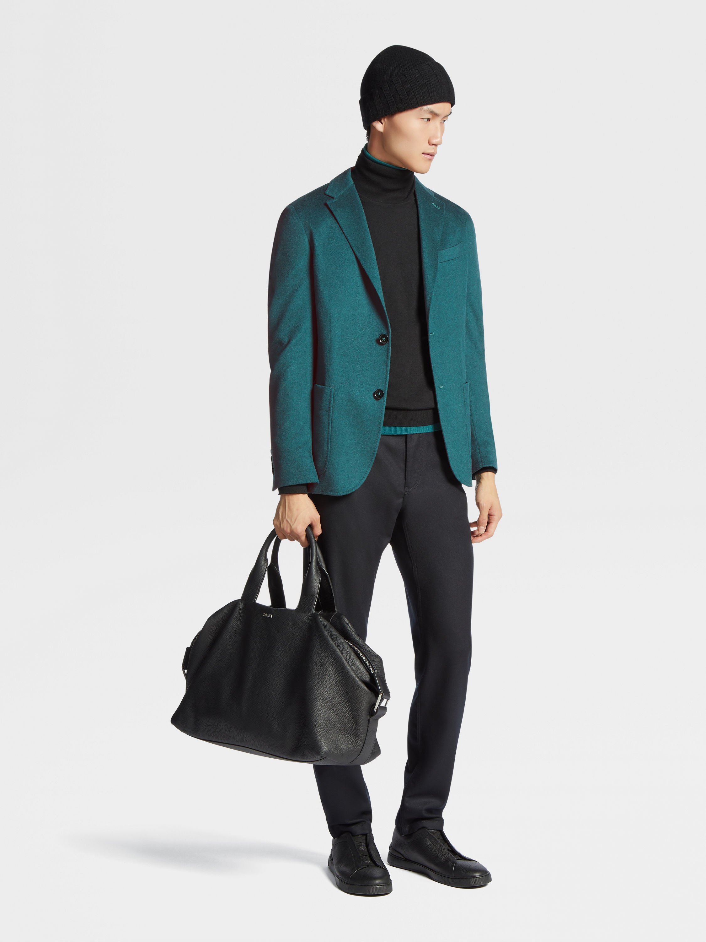 BLACK WOOL AND CASHMERE ROCCIA PANTS - 6