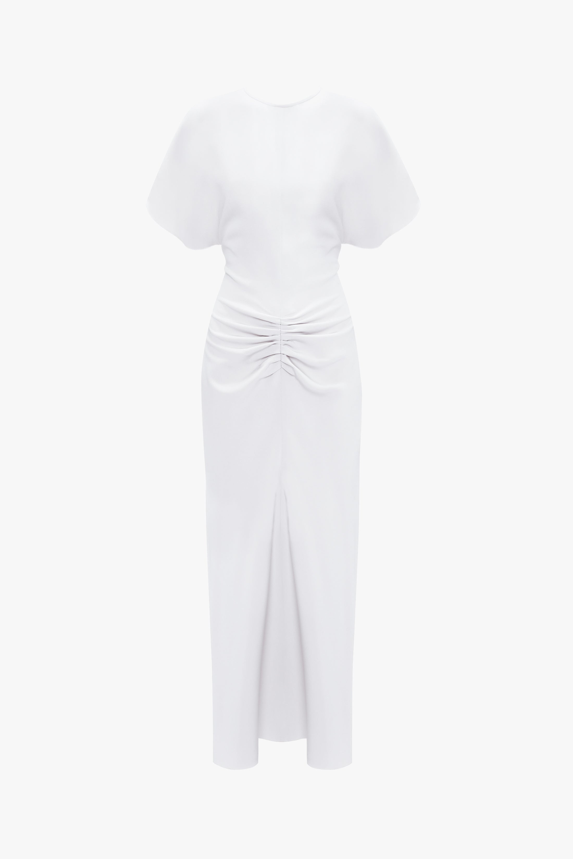 Victoria Beckham Gathered Waist Midi Dress In Ivory | REVERSIBLE