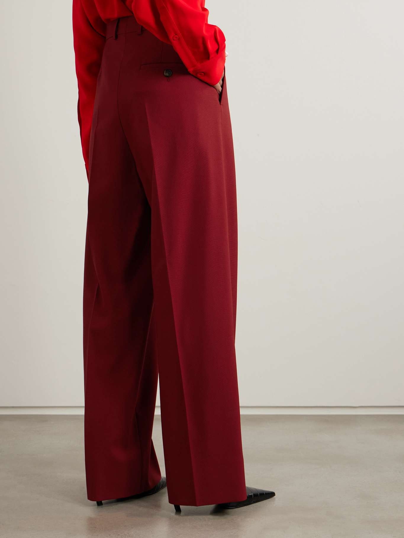 Wool-crepe wide-leg pants - 3