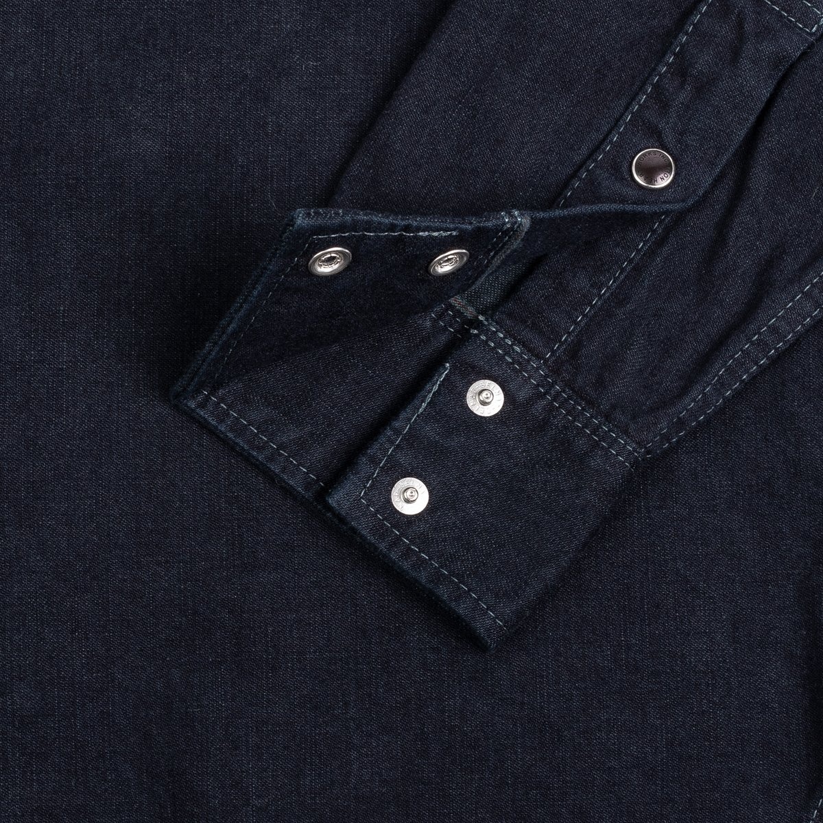 IHSH-321-OD 10oz Selvedge Denim Western Shirt - Indigo Overdyed Black - 8