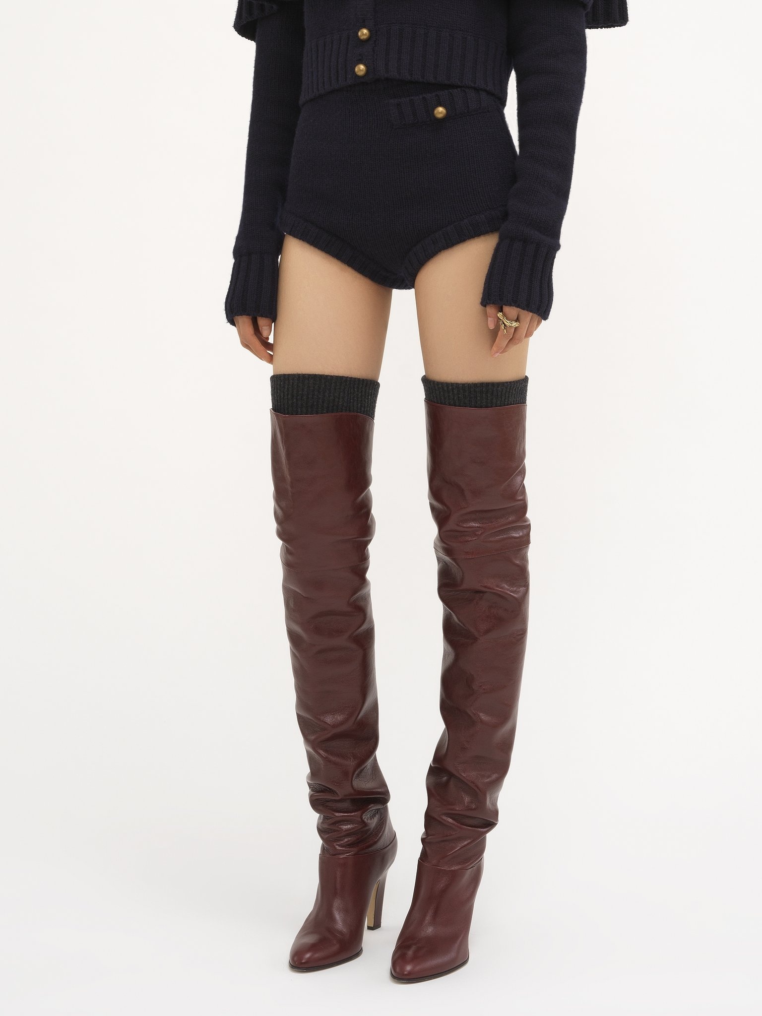 HIGH-WAISTED MINI SHORTS IN WOOL & CASHMERE - 4
