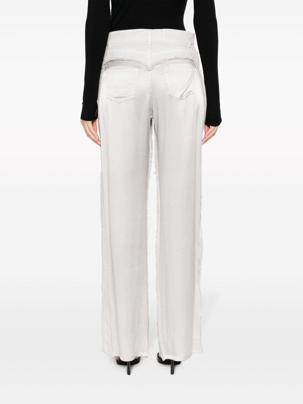 high-waist satin-panelled jeans - 4