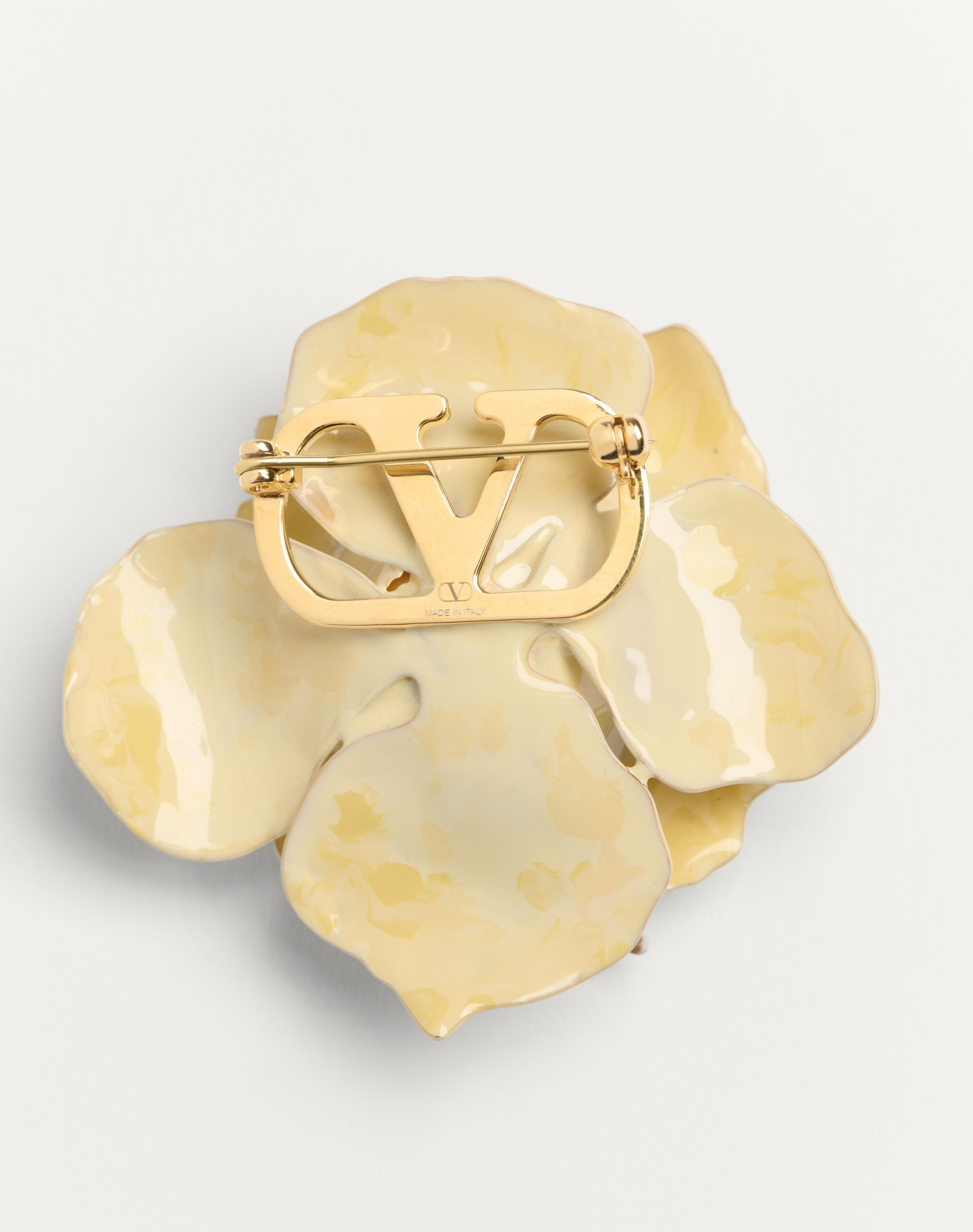 VALENTINO GARAVANI FLEUR LUMINEUSE BROOCH IN METAL, ENAMEL AND FABRIC - 5