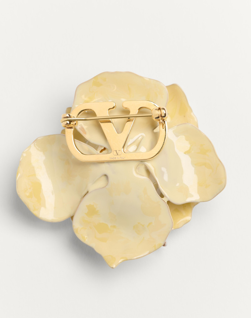 VALENTINO GARAVANI FLEUR LUMINEUSE BROOCH IN METAL, ENAMEL AND FABRIC 5