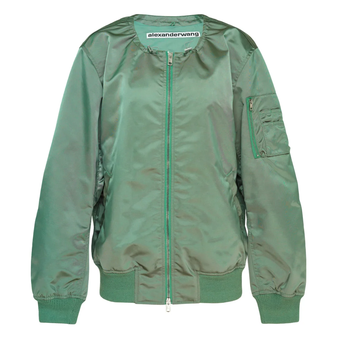 Scoop Neck Bomber Jacket - 1