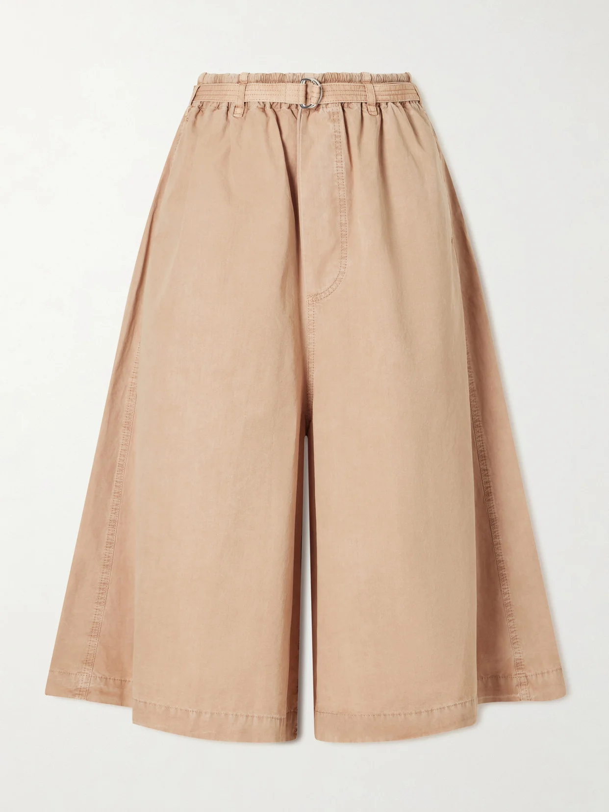 Belted Cotton Wide-leg Pants - 1