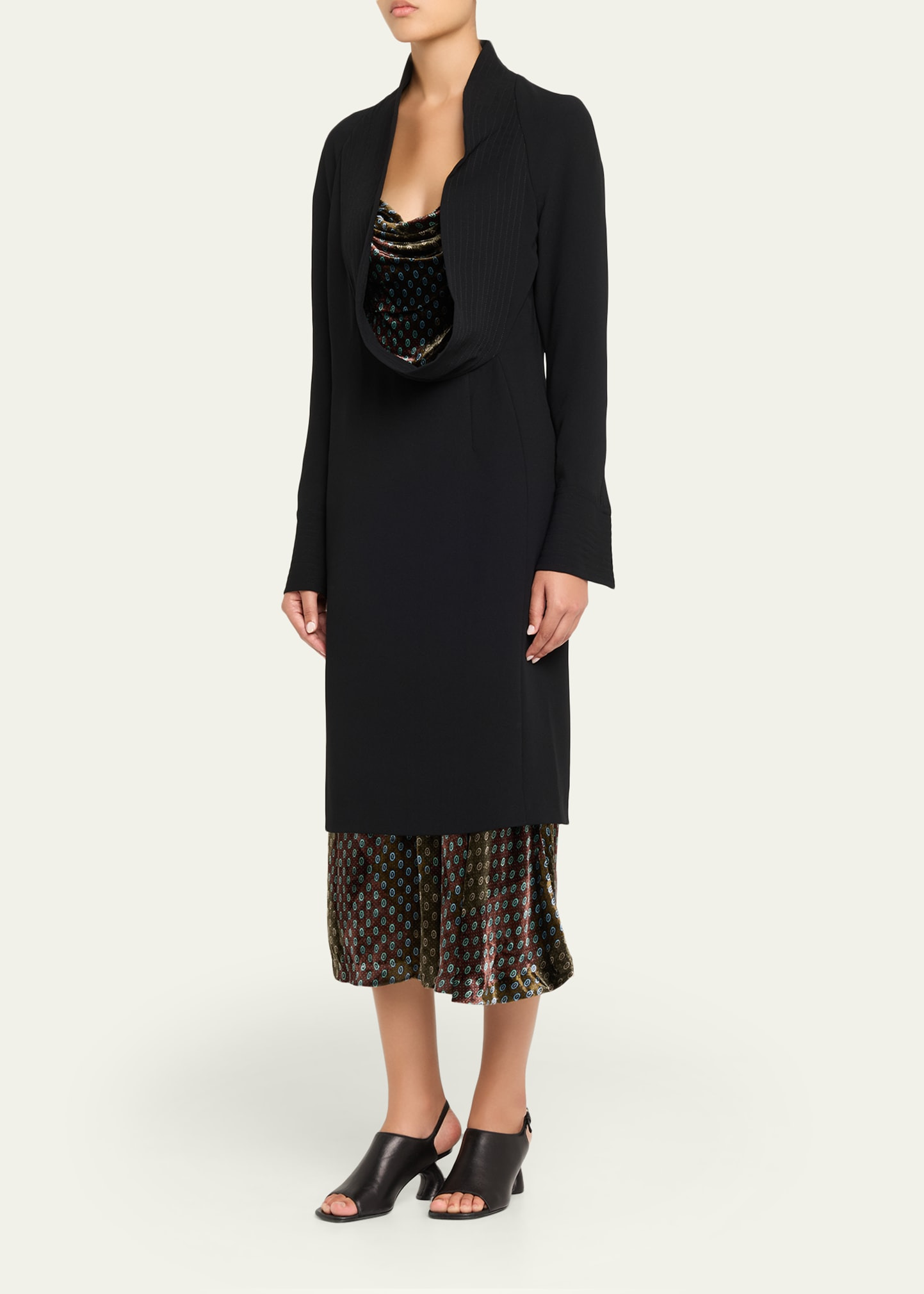 Delsey Cowl-Neck Long-Sleeve Midi Dress - 4