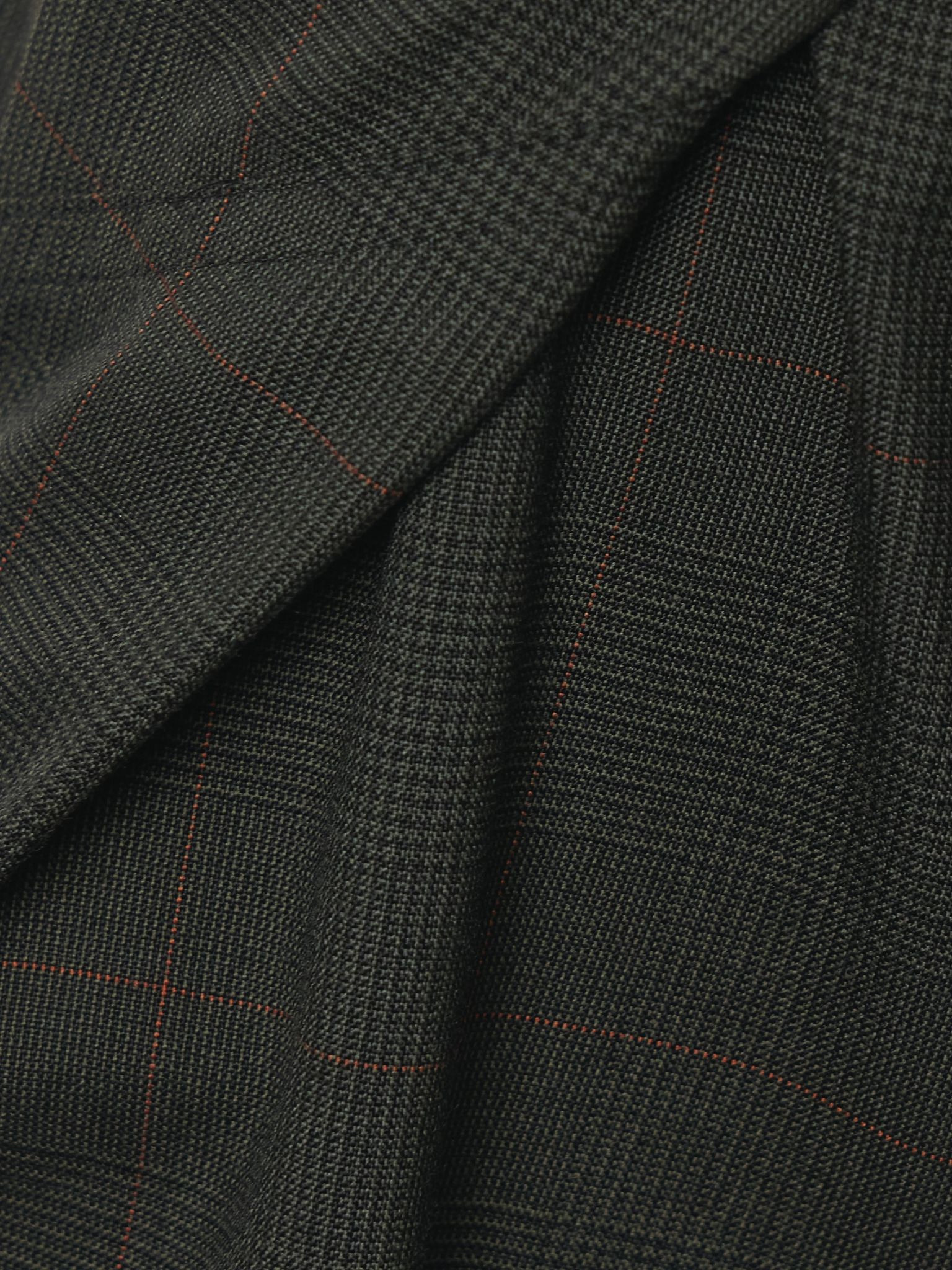 Cropped belted pleated Prince of Wales checked wool tapered pants Dark green - 5