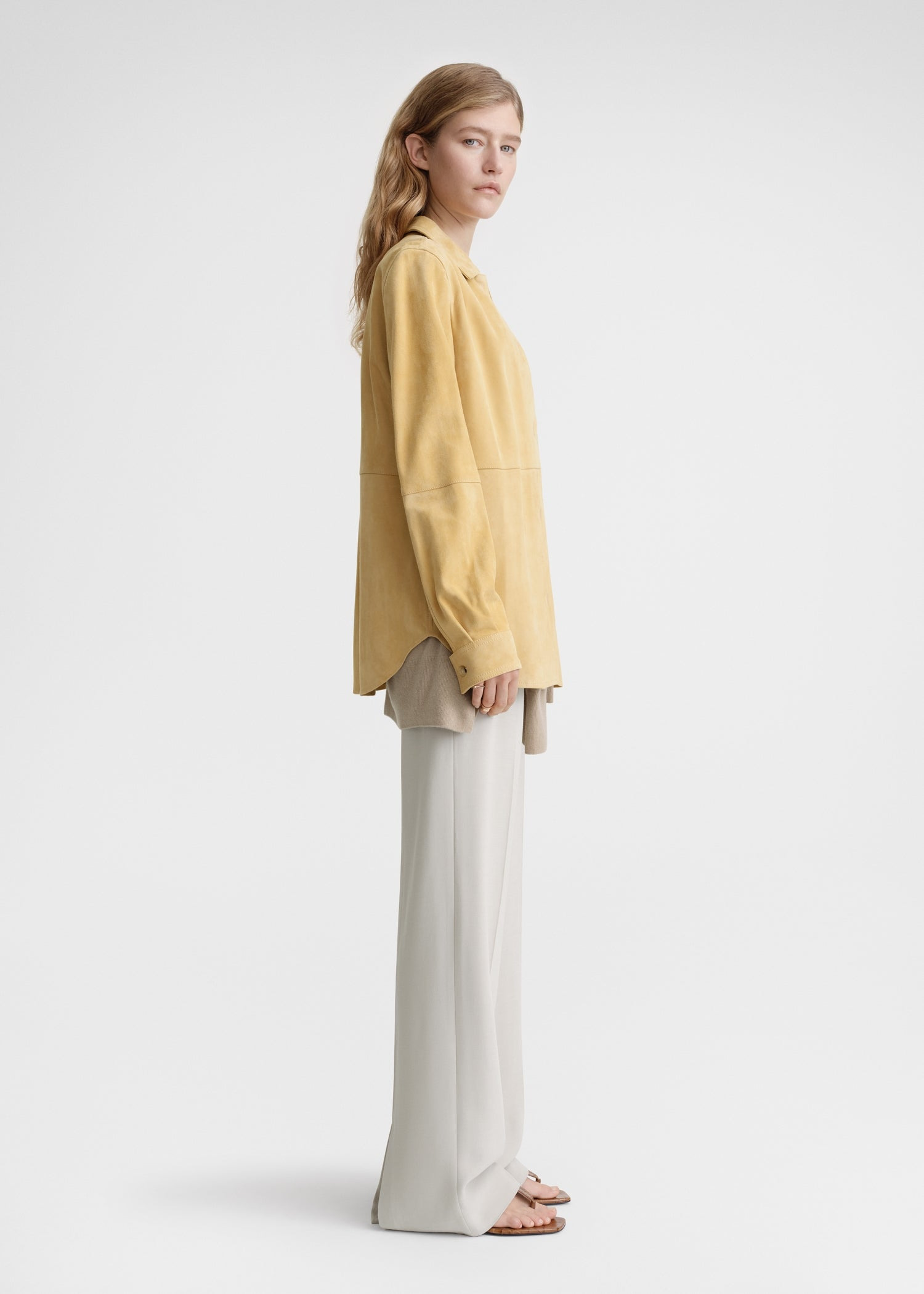 Soft suede shirt cornsilk - 4