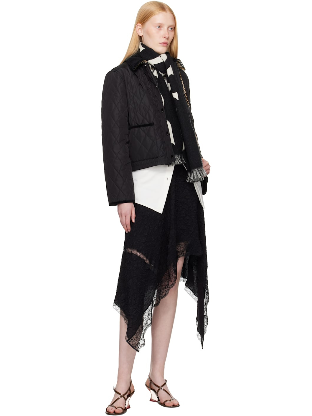 Black & Off-White 'Burberry' Text Scarf - 3