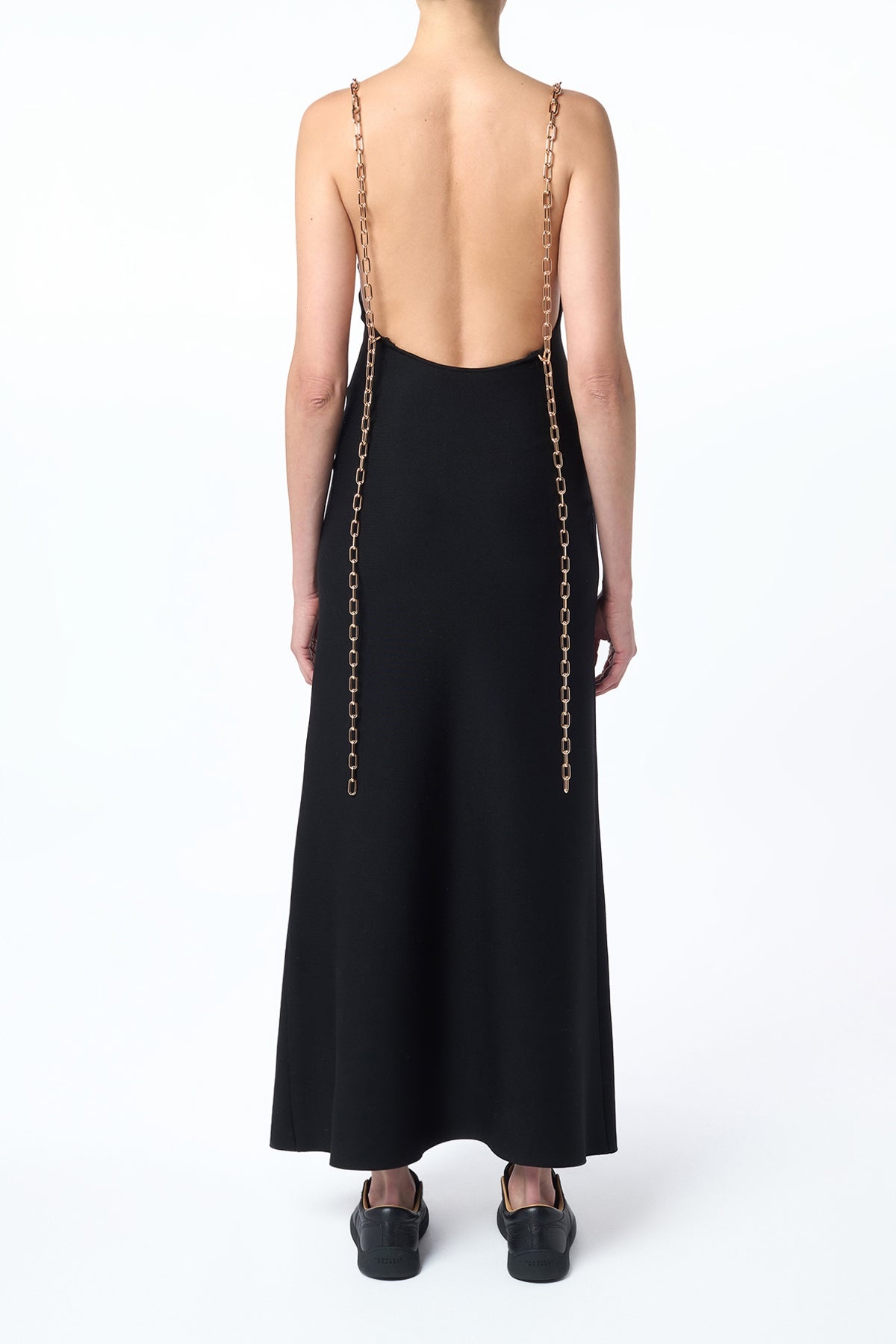 Adeona Chain Maxi Dress in Black Silk - 5