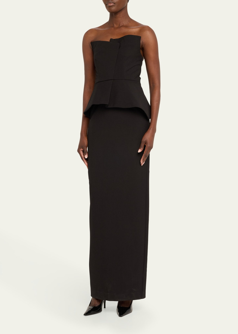 Strapless Crepe Gown with Gathered Bodice 4