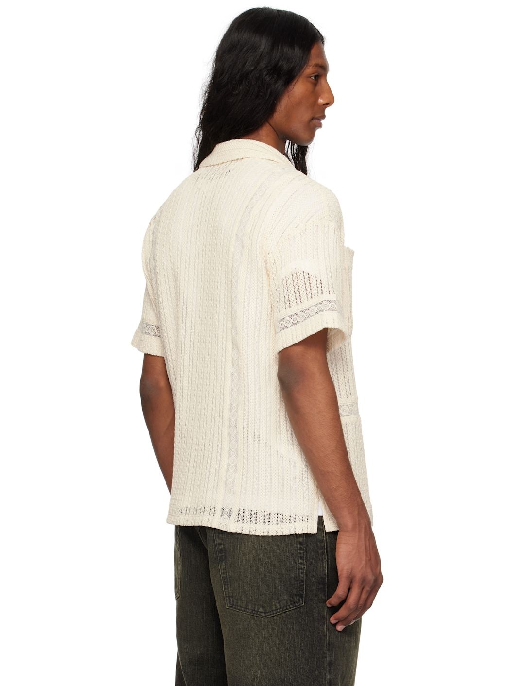 Beige Jacquard Stripe Shirt - 3