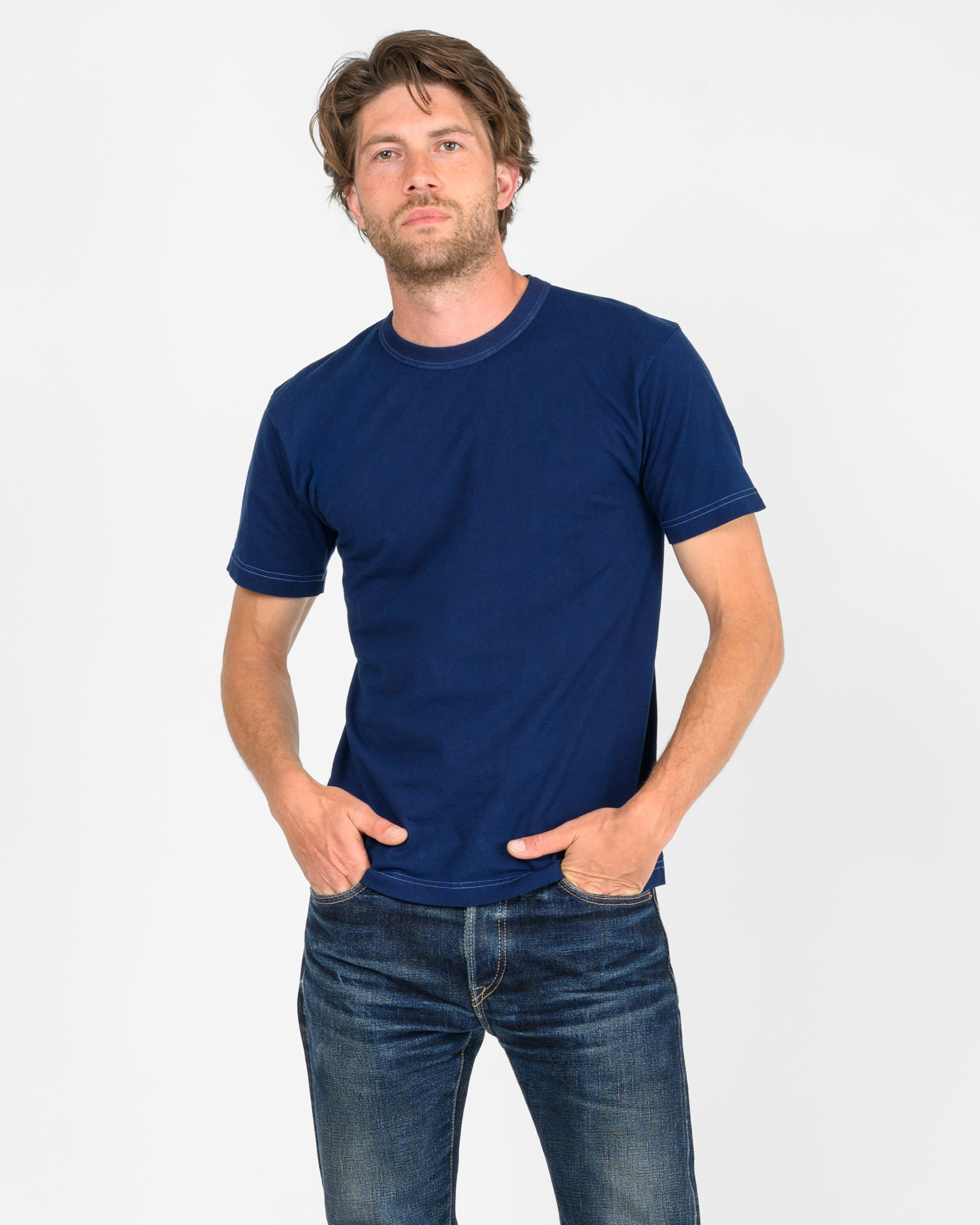 UTIL-PIND UTILITEES - 5.5oz Loopwheel Crew Neck T-Shirt - Pure Indigo - 2