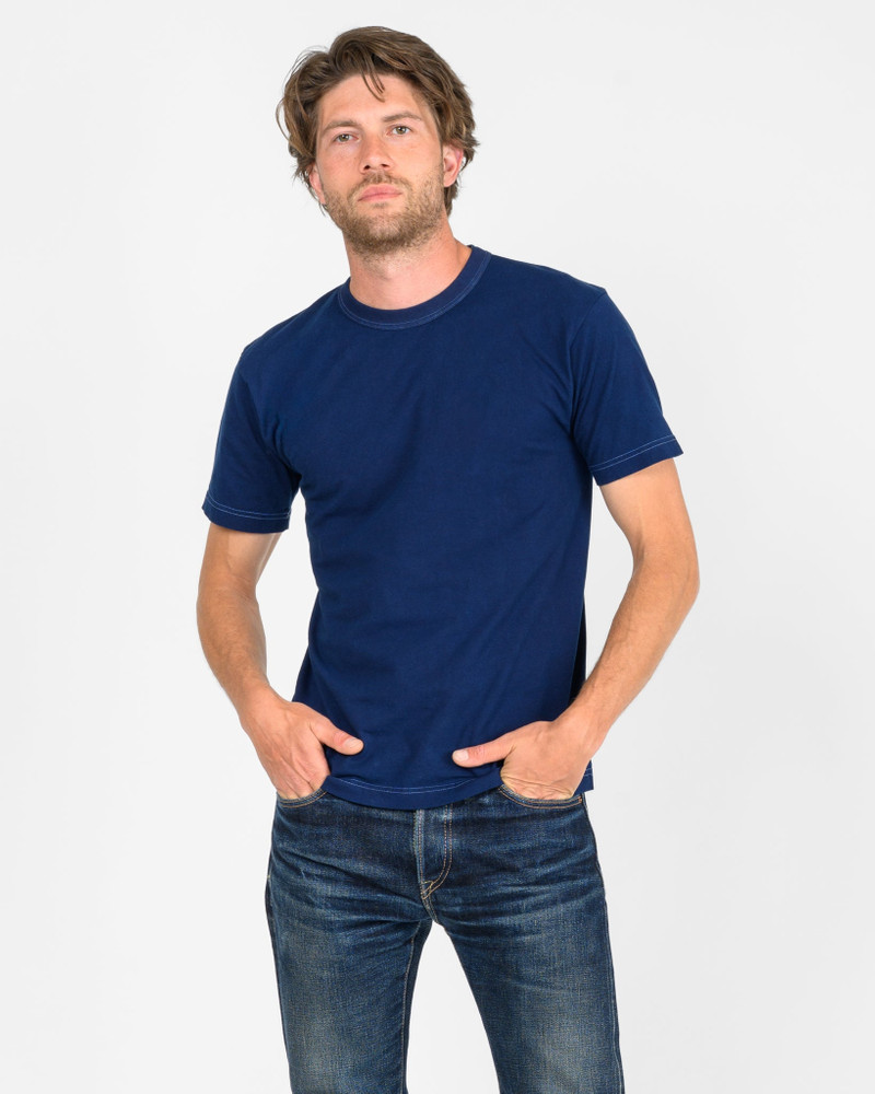 Iron Heart UTIL-PIND UTILITEES - 5.5oz Loopwheel Crew Neck T-Shirt - Pure Indigo outlook
