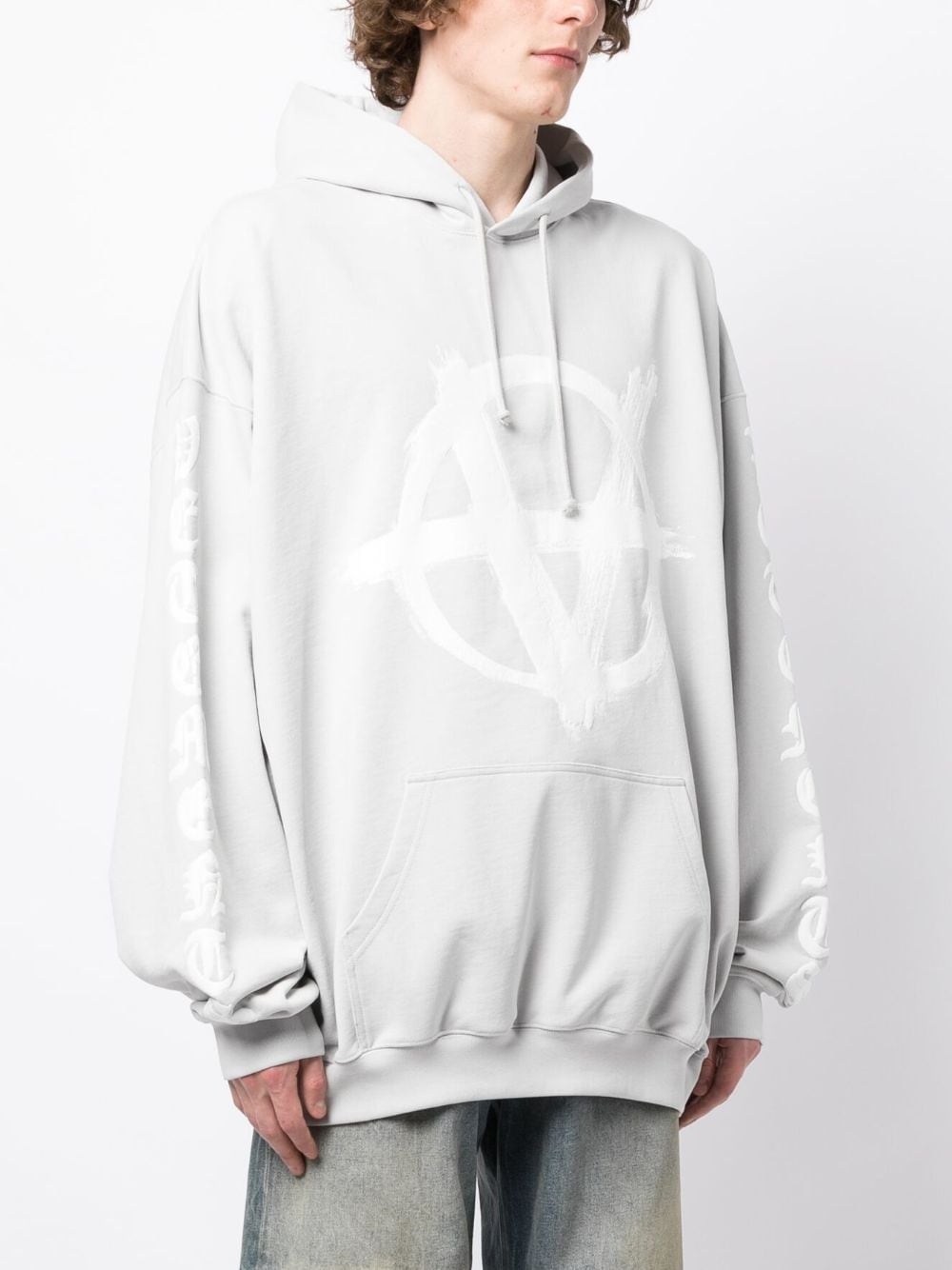 logo-print cotton hoodie - 3