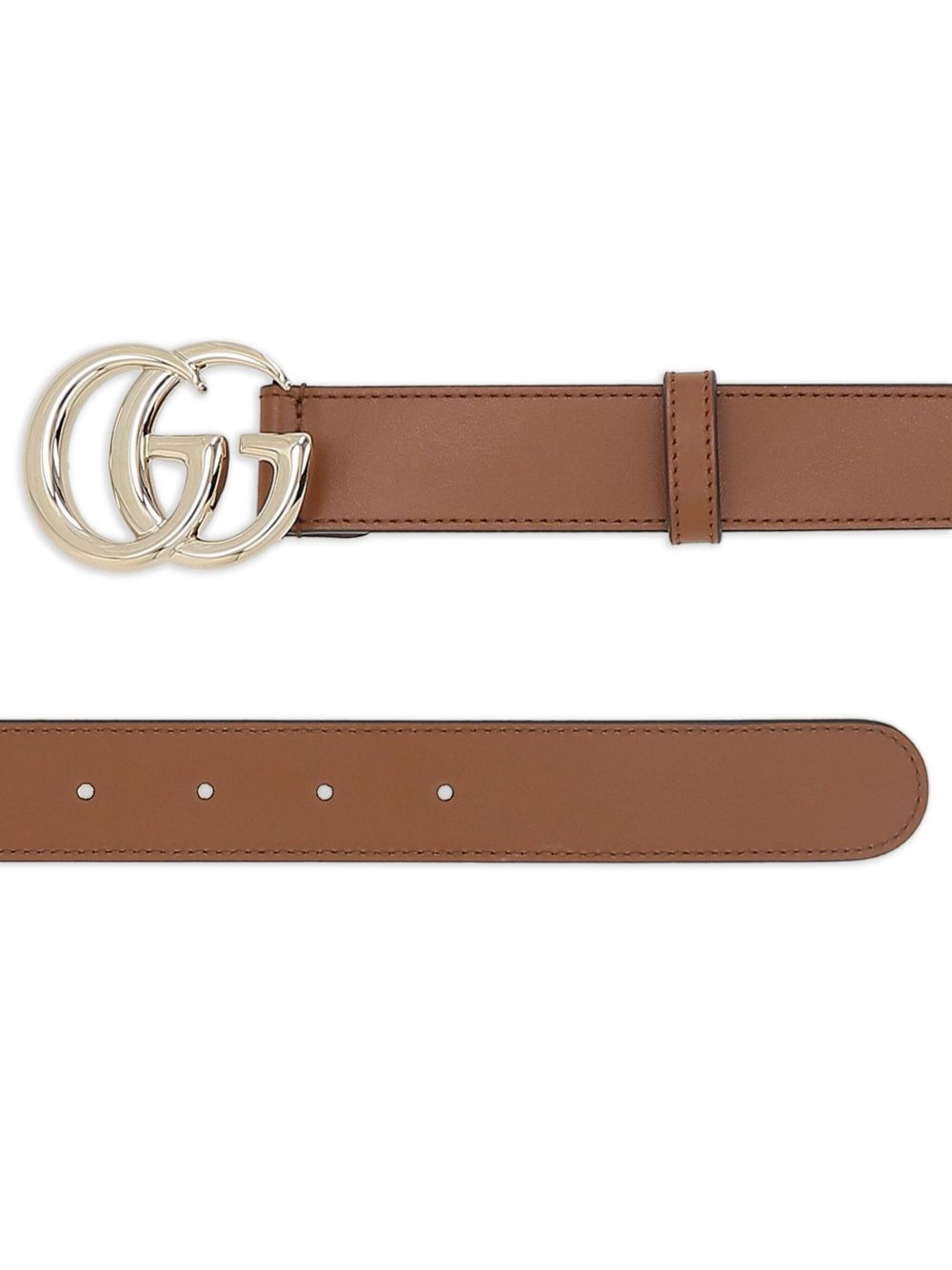 double G-buckle leather belt - 3