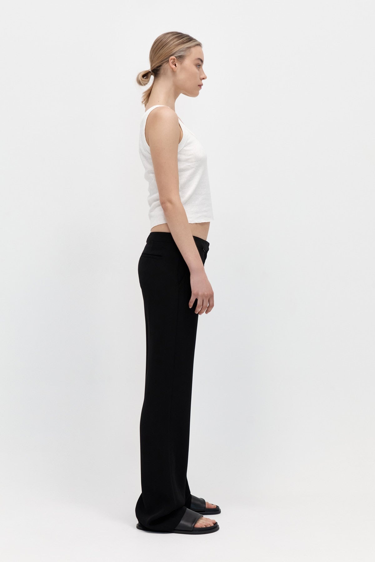 Zip Detail Trousers - Black - 3