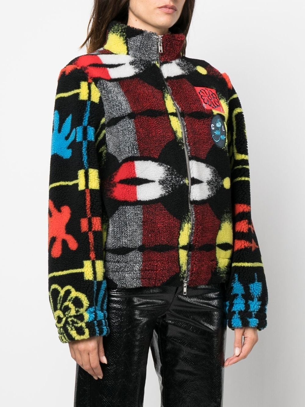abstract-print zip-up bomber jacket - 3