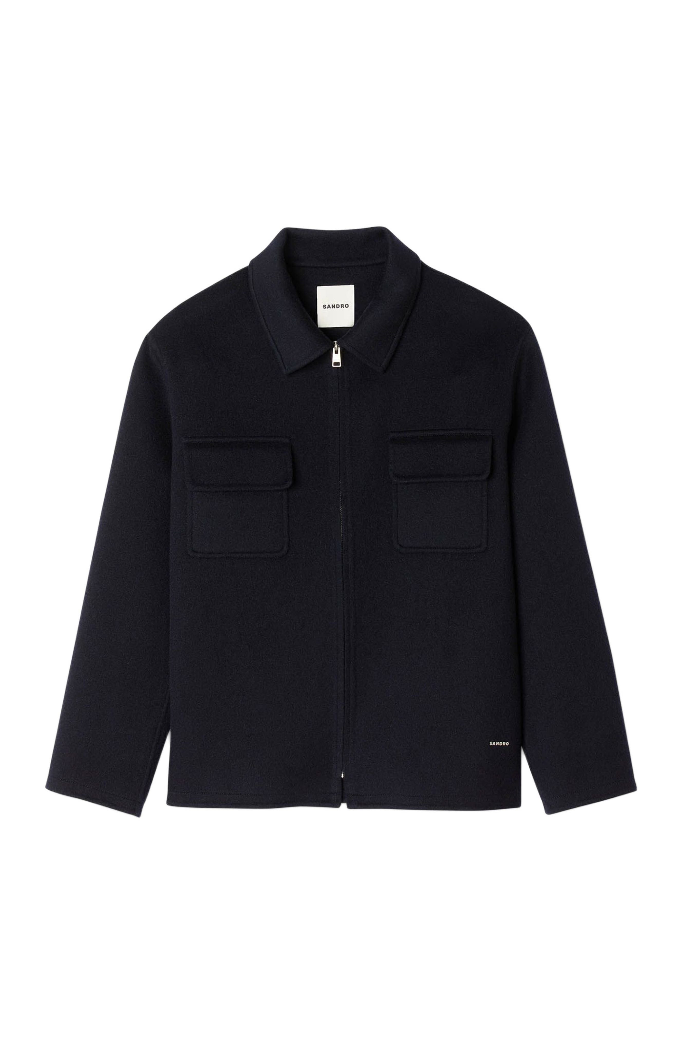 SANDRO Zipped overshirt in Navy Blue at Nordstrom - 6