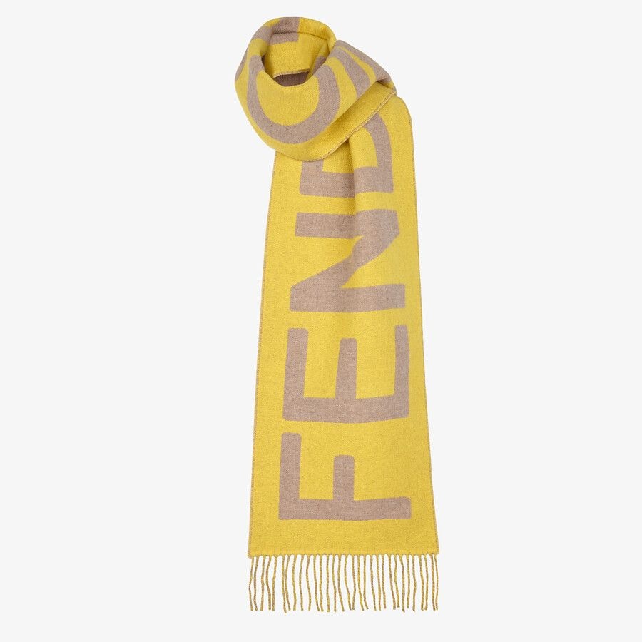 Yellow cashmere and wool scarf - 2