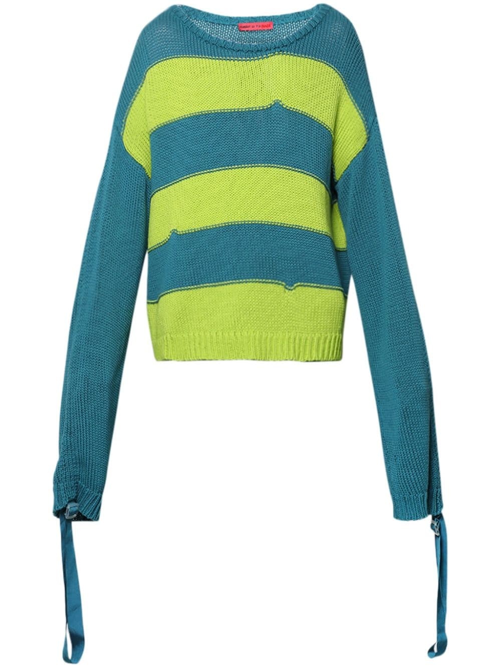 striped extra long-sleeves jumper - 1
