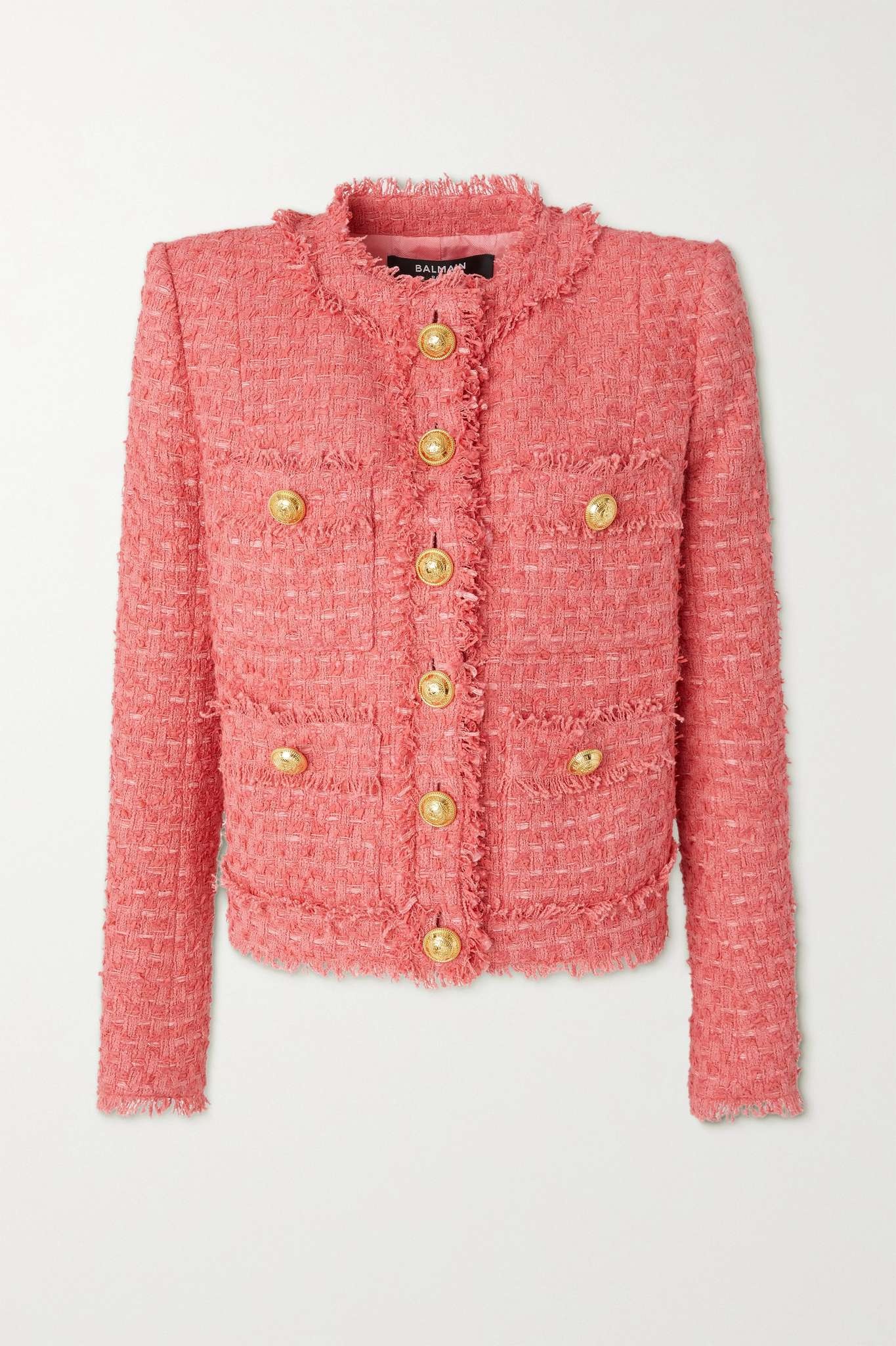 Frayed cotton-blend bouclé-tweed blazer - 1