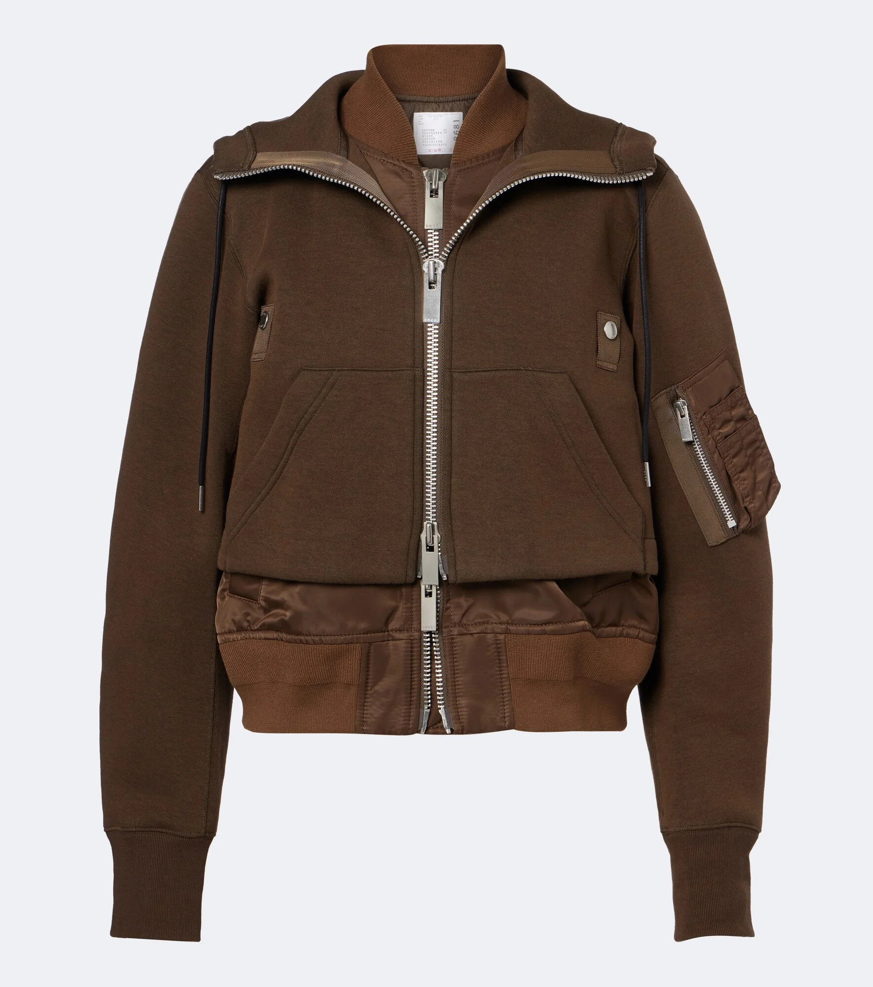 Layered cotton-blend zip-up hoodie - 1