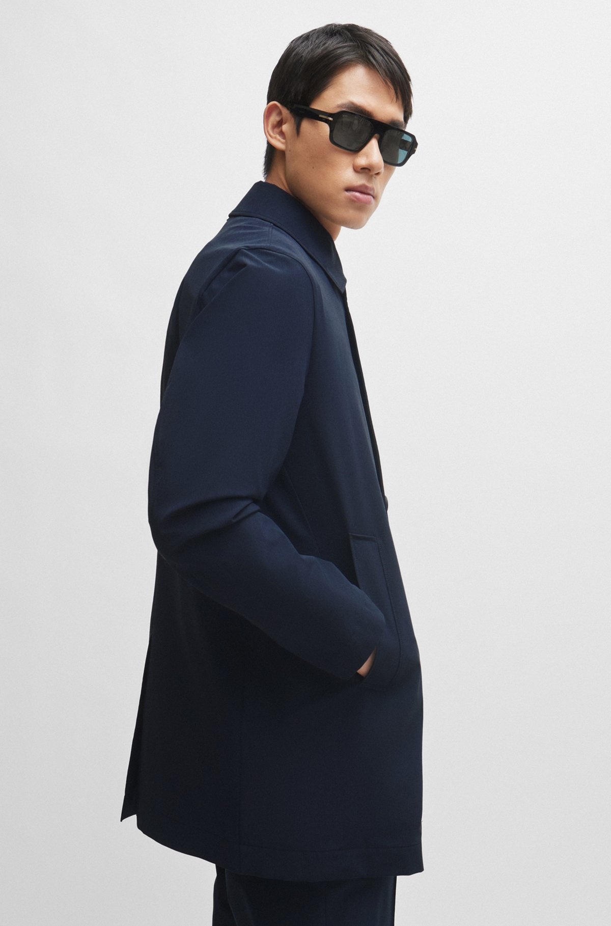 REGULAR-FIT BUTTON-UP COAT IN STRETCH MATERIAL - 6