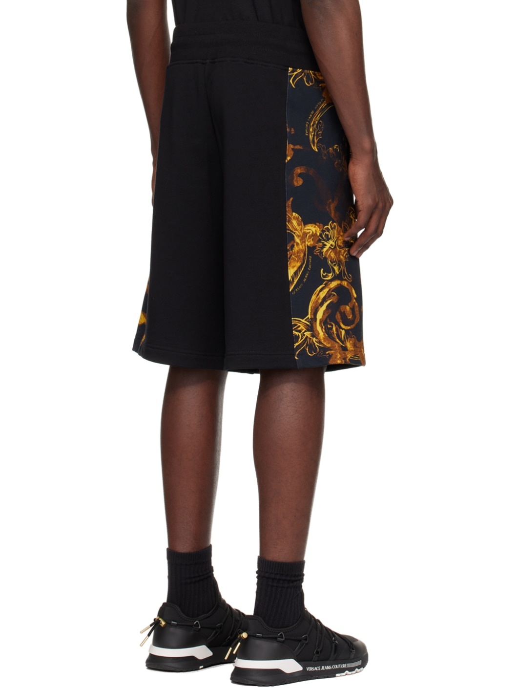 Black & Gold Watercolor Couture Shorts - 3