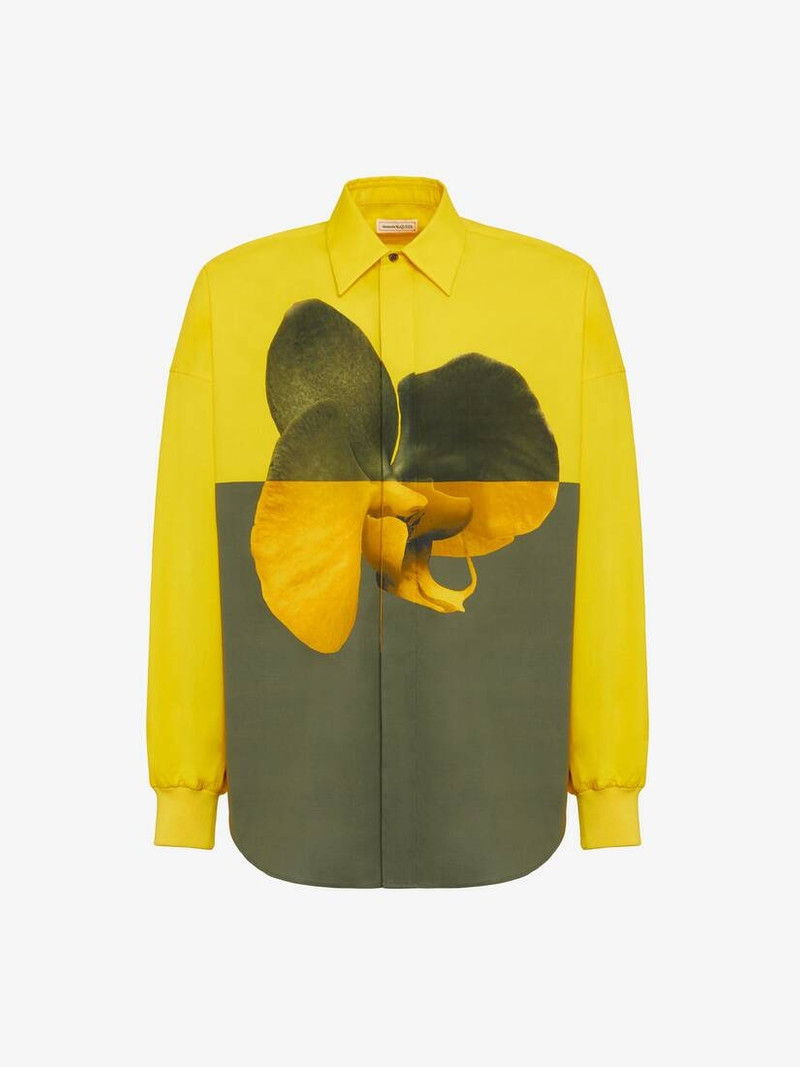 Men's Spliced Orchid Shirt in Yellow/khaki 1