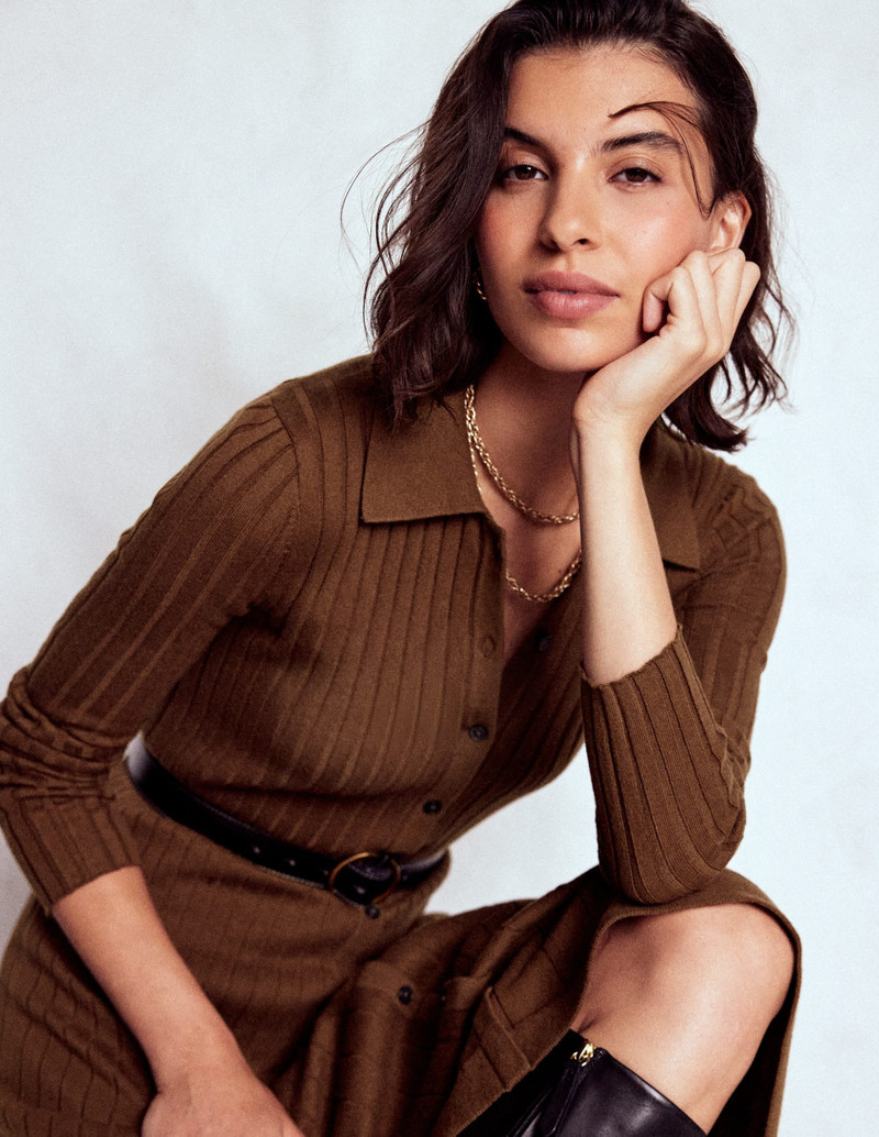Rachel Knitted Shirt Dress-Raw Umber 4