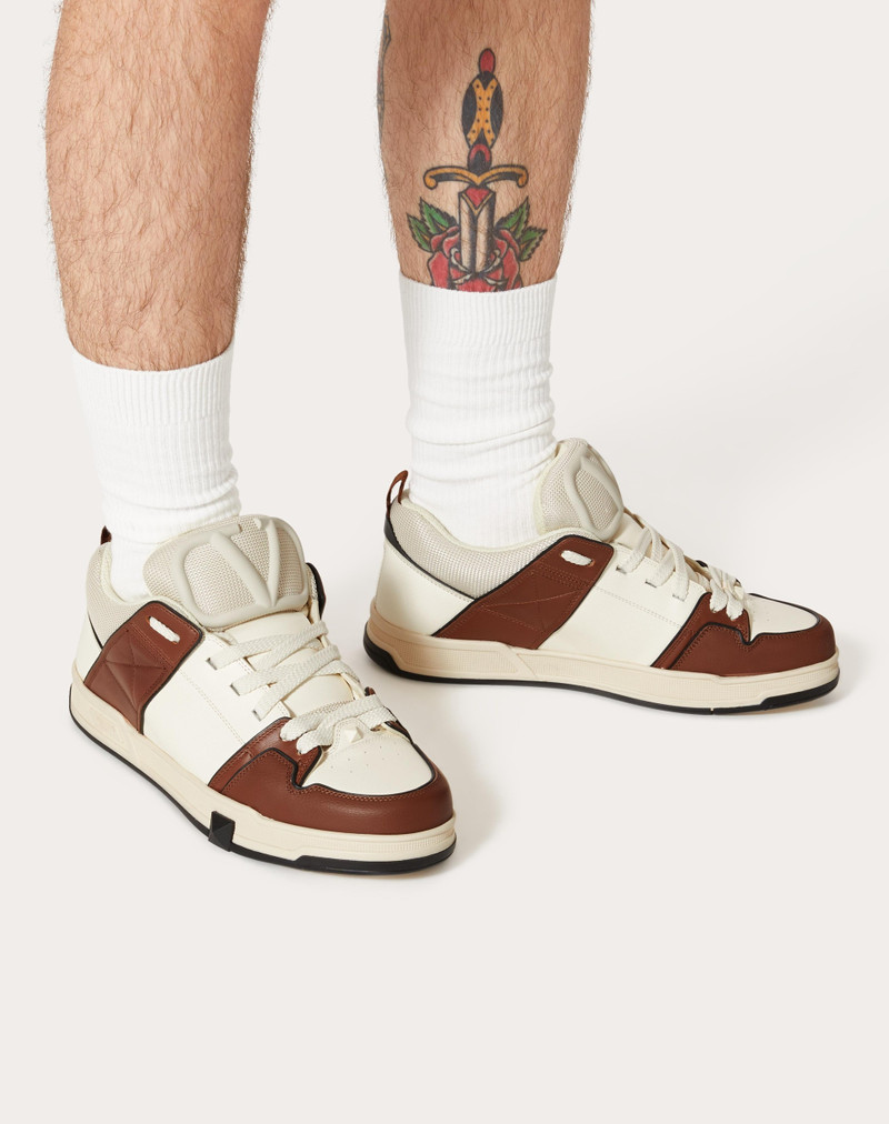 Valentino OPEN SKATE CALFSKIN AND FABRIC SNEAKER outlook