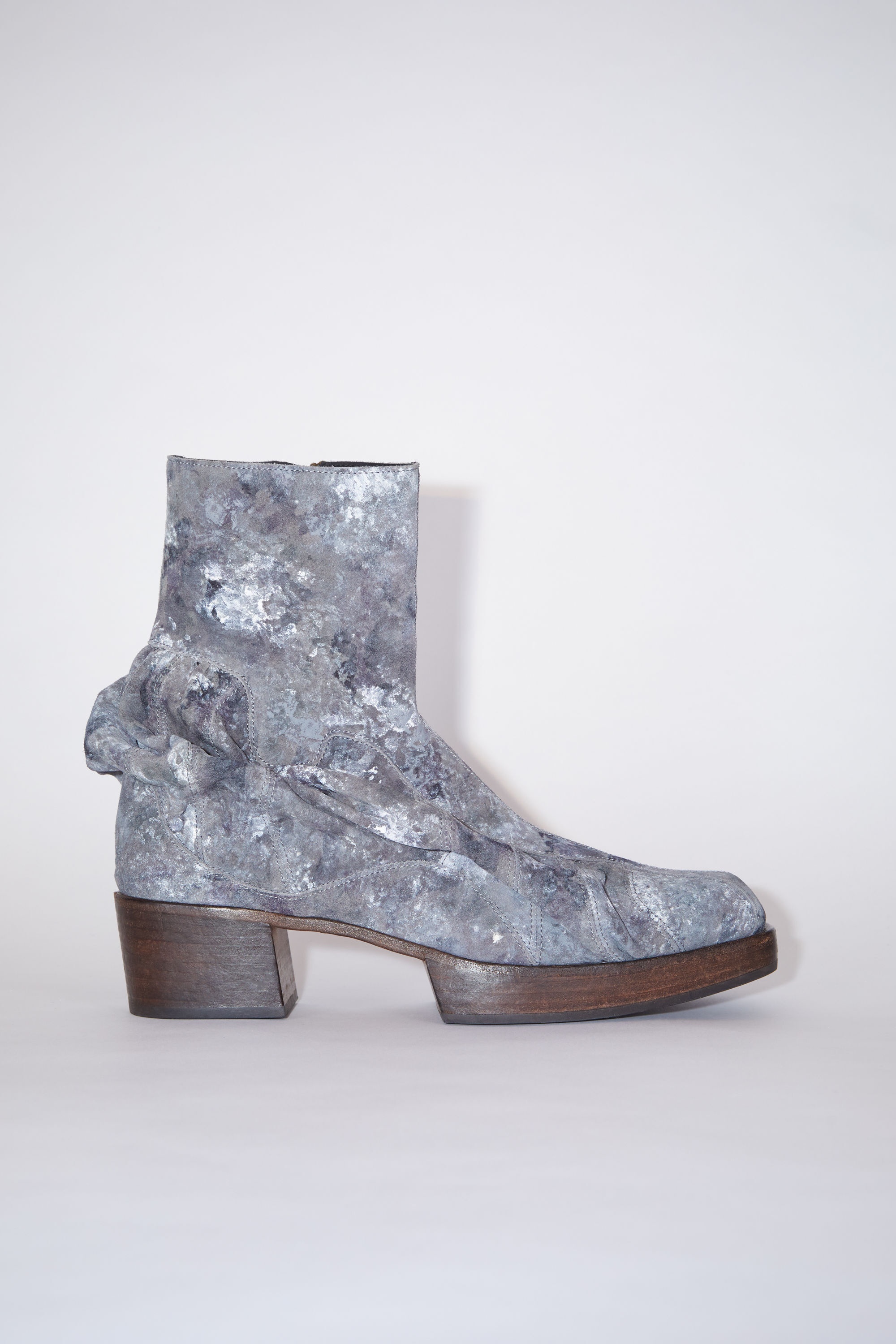Digital print leather ankle boots - Multi grey - 1