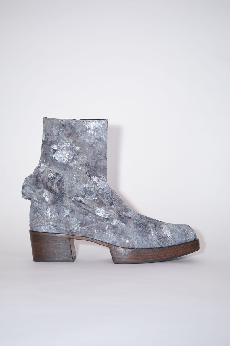Digital print leather ankle boots - Multi grey 1