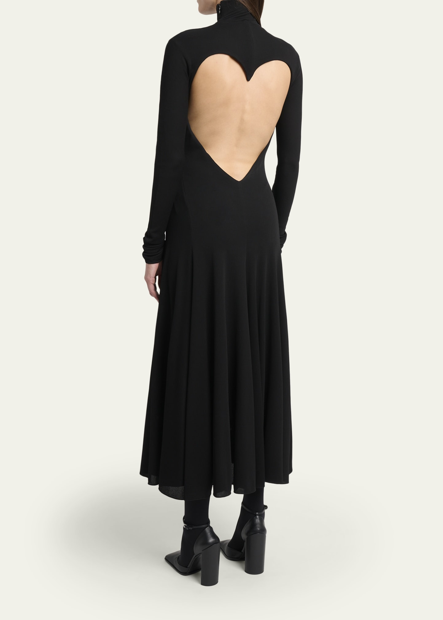 Heart Cutout Turtleneck Long-Sleeve Maxi Dress - 3