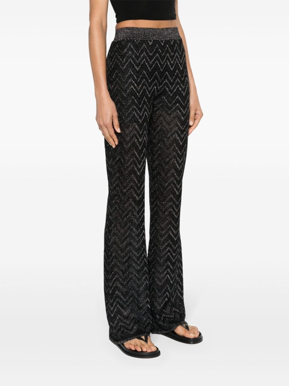 zigzag wide-leg trousers - 3