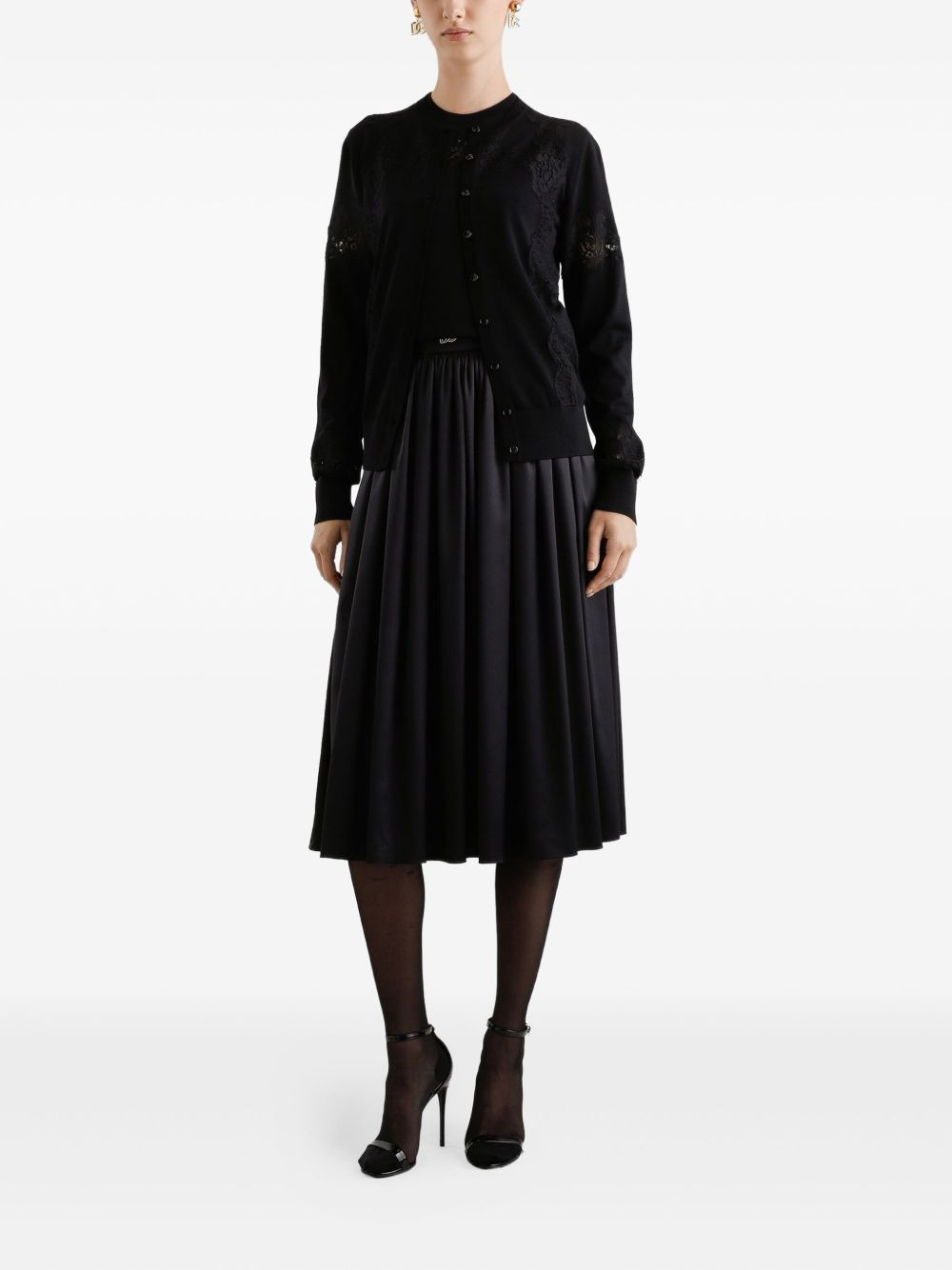 lace-panel cardigan - 2