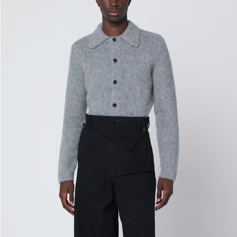Dries Van Noten Grey Alpaca And Wool Blend Cardigan Men - 1