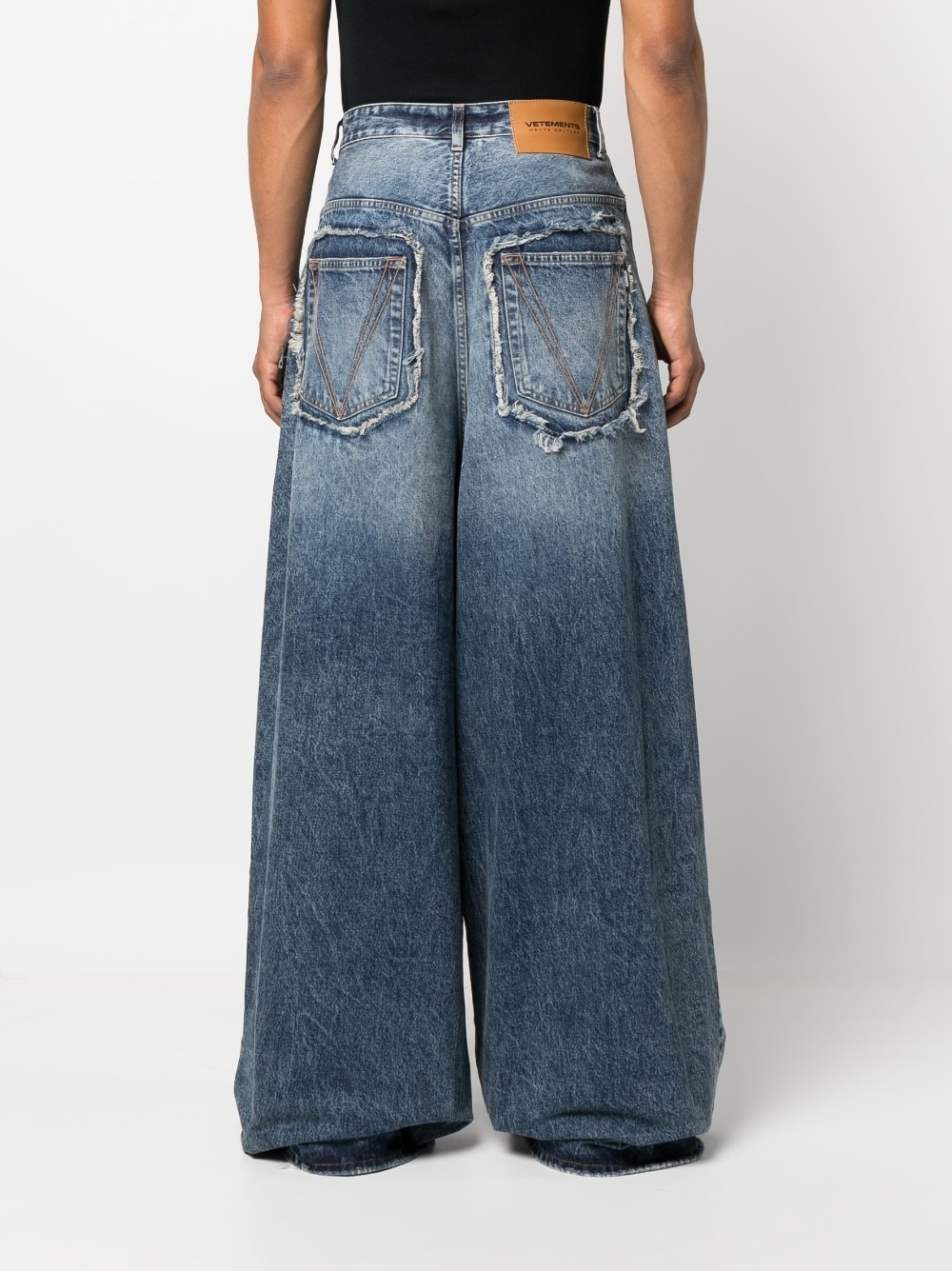 distressed wide-leg jeans - 4