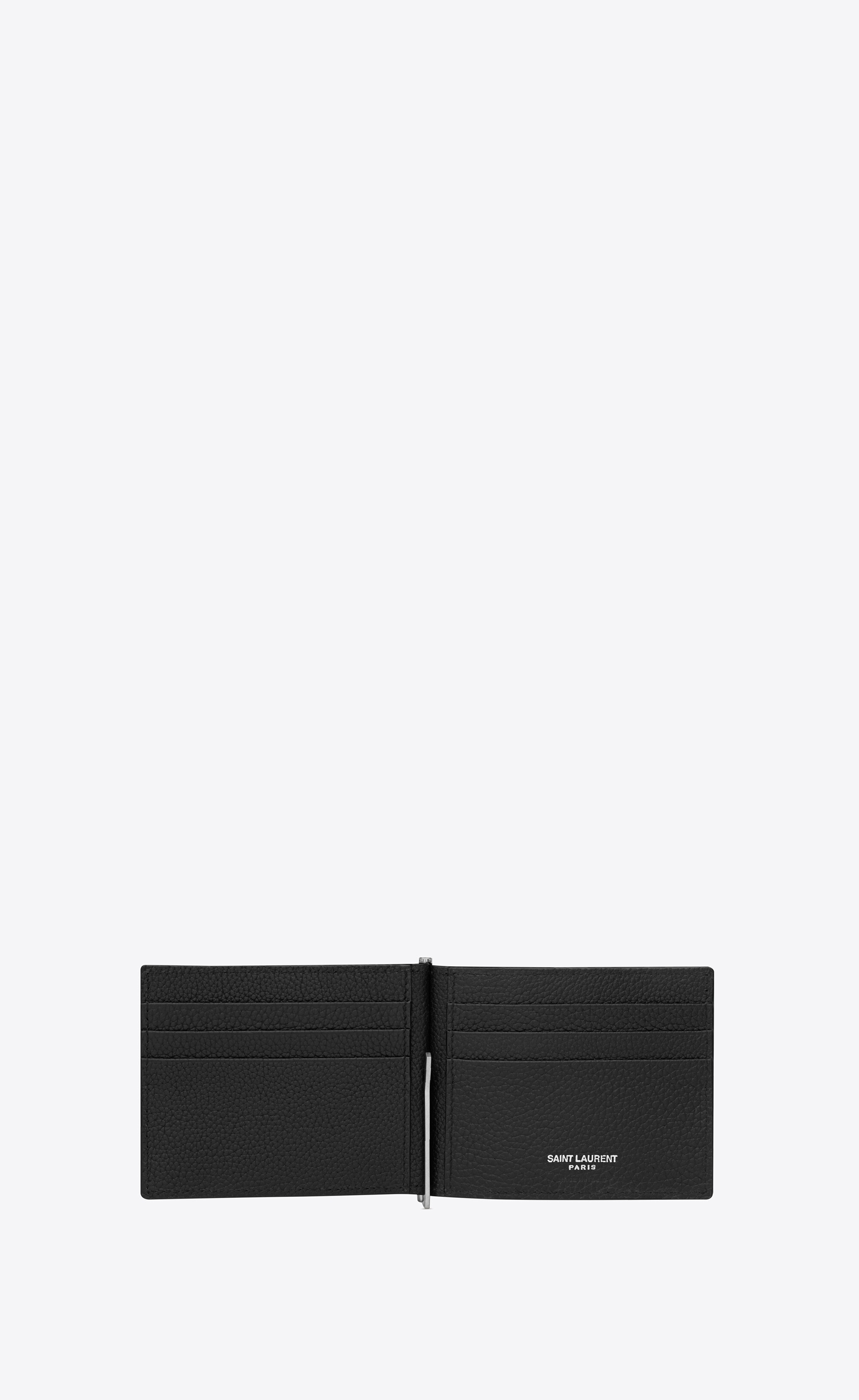 embossed bill clip wallet in grained leather - 3