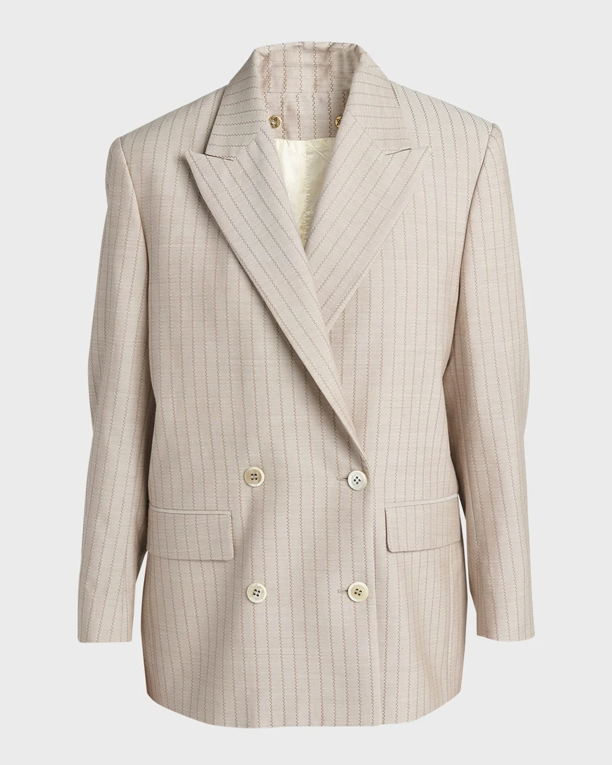 Stripe Jacquard Double-Breasted Blazer - 1