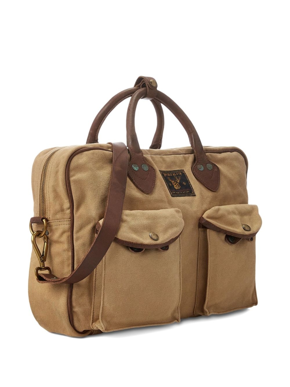 leather-trim canvas briefcase - 3