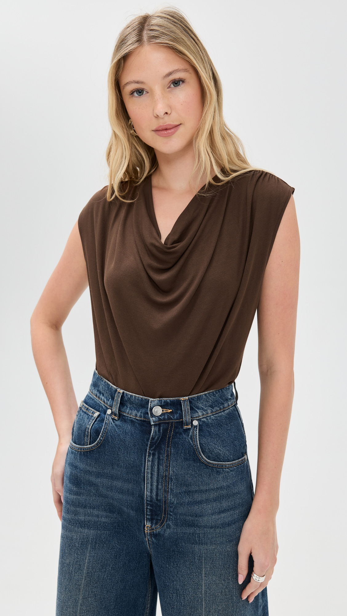 Sleeveless Draped Cowl Neck Top - 6