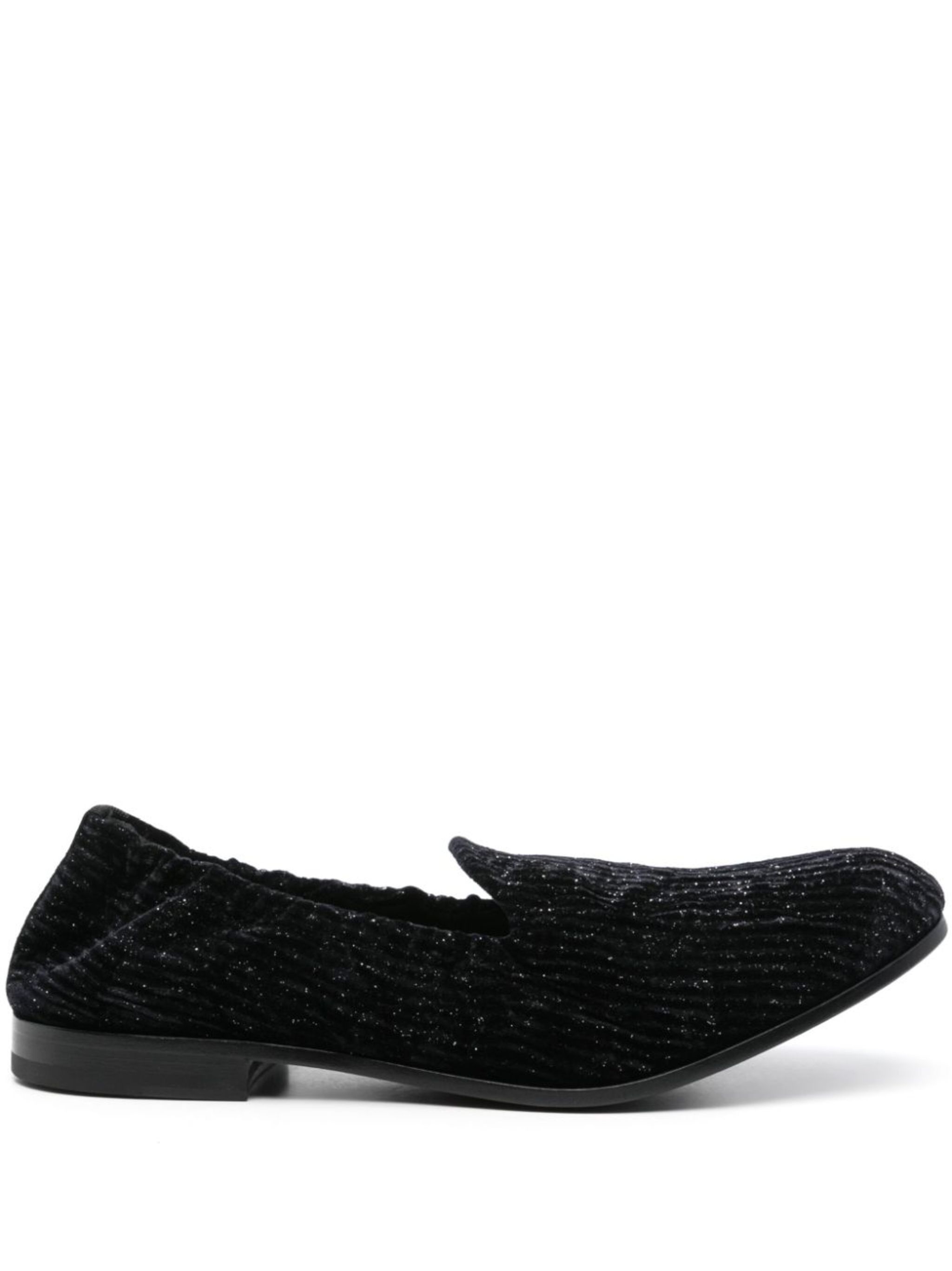 glittered textured-velvet loafers - 1