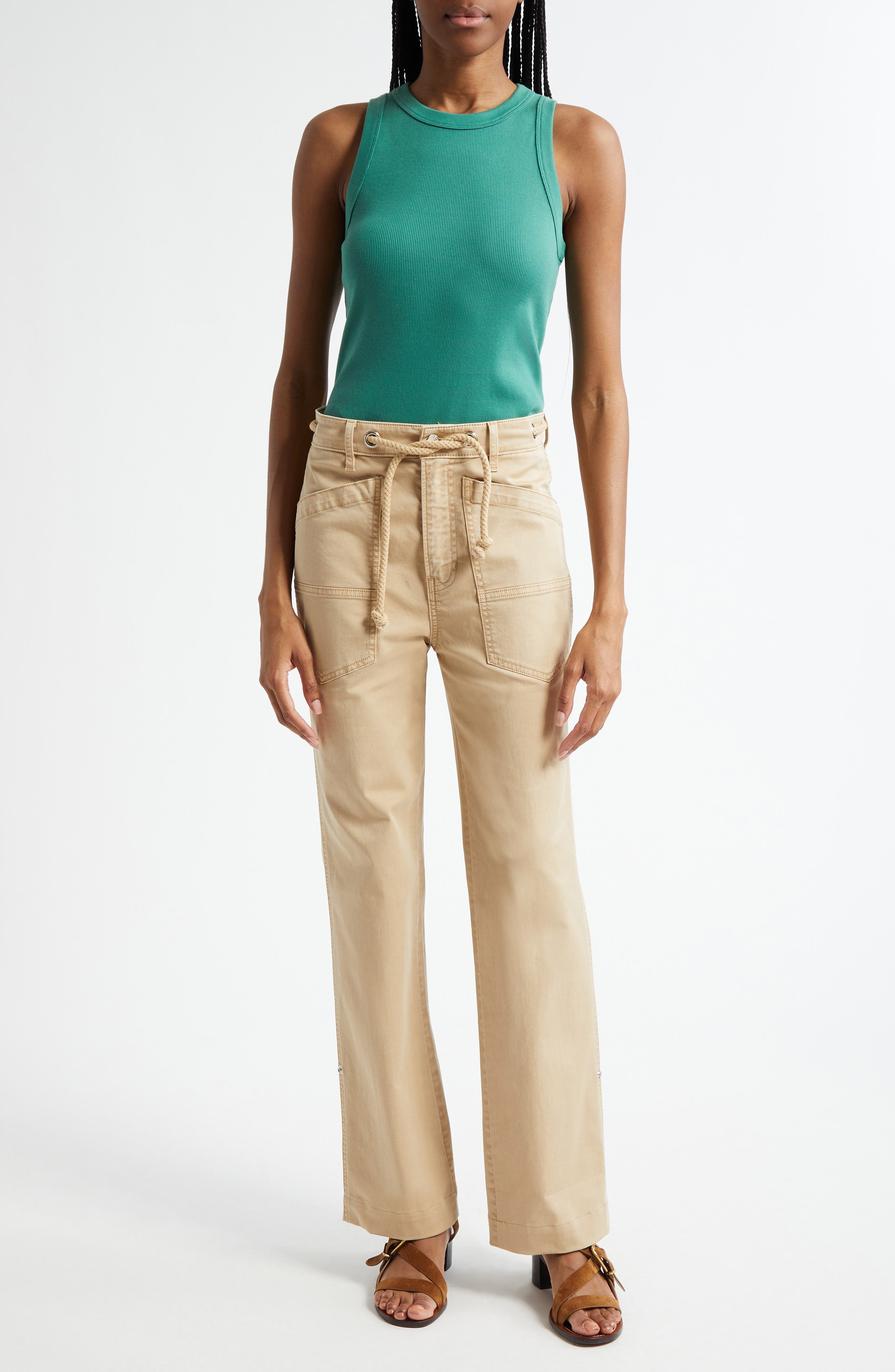 Veronica Beard Jordyn Rib Crop Tank in Clover at Nordstrom - 2