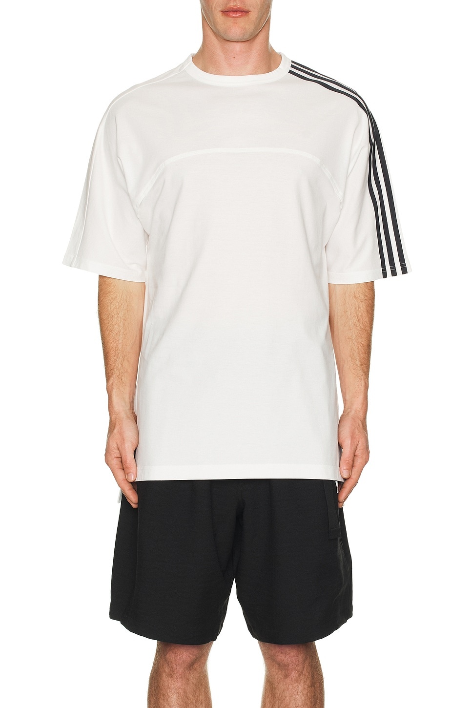 3 Stripe Tee in White - 4